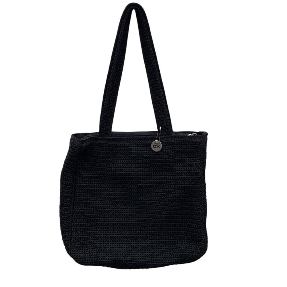 The Sak Black Crochet Bag With Zip Closure